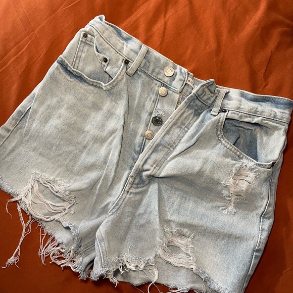 ultra high rise vintage distressed denim short - Picture 4 of 8